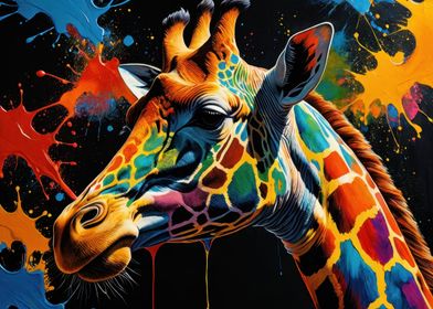 Colorful Giraffe Portrait