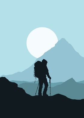 Hiker Silhouette Mountain