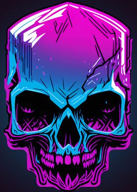 Neon Skull Illustration