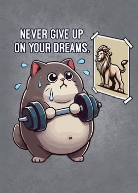 Motivational Cat Lifting Weights