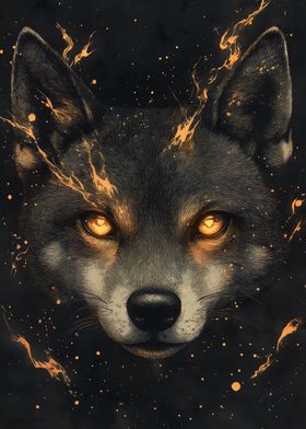 Fiery Wolf Portrait