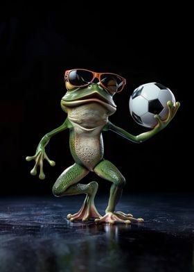 Cool Frog with Soccer Ball