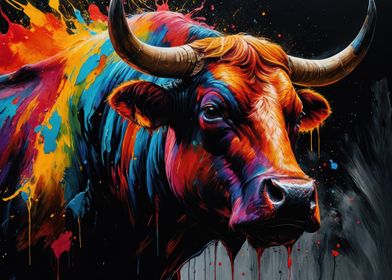 Colorful Bull Painting