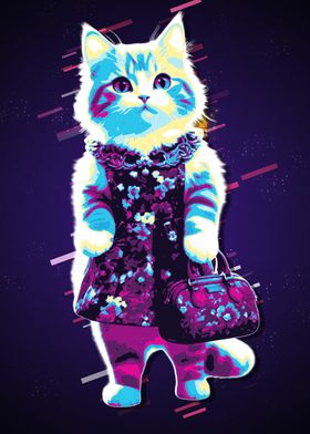 Retro Cat in Dress