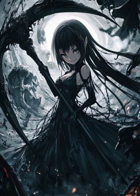 Dark Anime Girl with Scythe