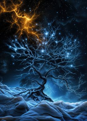 Mystical Tree with Lightning