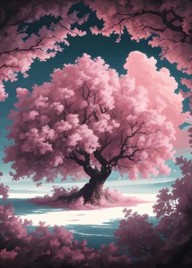 Pink Sakura Tree Landscape