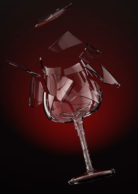 Shattered Wine Glass - 3D Illustration Render