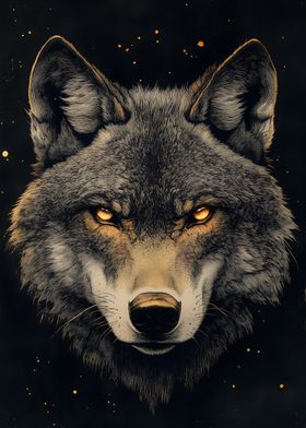 Wolf with Glowing Eyes