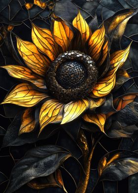 Golden Sunflower Art