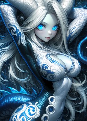 Blue-Eyed Dragon Anime Woman