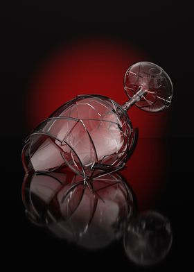 Broken Wine Glass - 3D Illustration Render