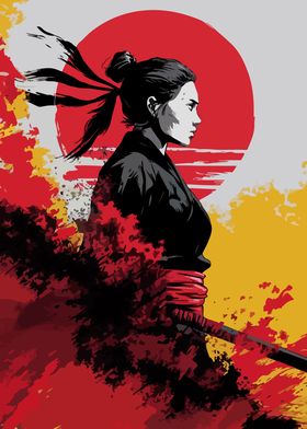 Samurai Woman Silhouette