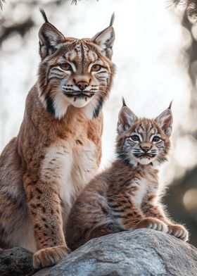 Lynx Mother and Cub