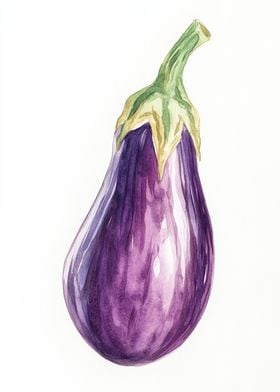 Watercolor Eggplant Illustration