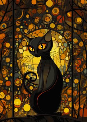 Black Cat with Yellow Eyes