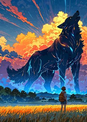 Giant Wolf and Girl