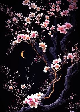 Cherry Blossom Tree Night