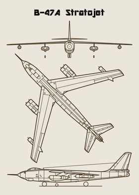 B-47A Stratojet Airplane Blueprint