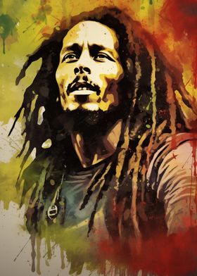 Bob Marley Watercolor Portrait