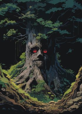 Tree Spirit with Red Eyes