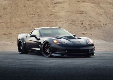 Black Corvette in Desert