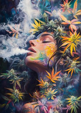 stoner girl smoking Marijuana Goddess