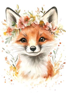 Fox with Floral Crown