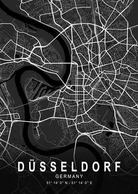 Düsseldorf Dark City Map