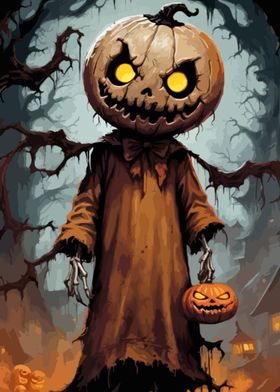 Pumpkin Man Halloween Art