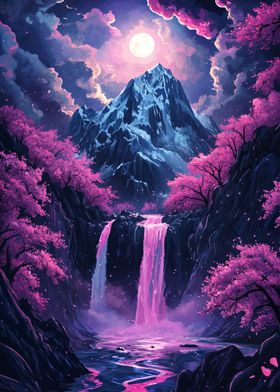 Pink Waterfall Mountain