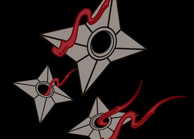 Ninja Stars with Red Trails