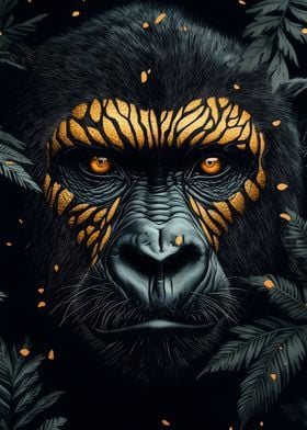 Golden Gorilla Portrait