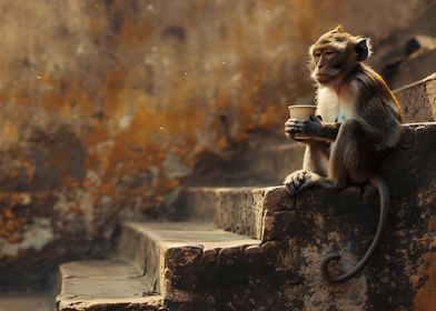 Monkey with Coffee