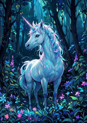 Magical Unicorn in Forest