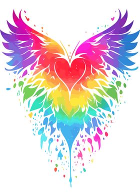 Rainbow Heart Wings