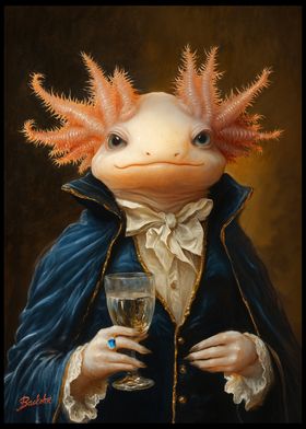 Elegant Axolotl Gentleman Portrait