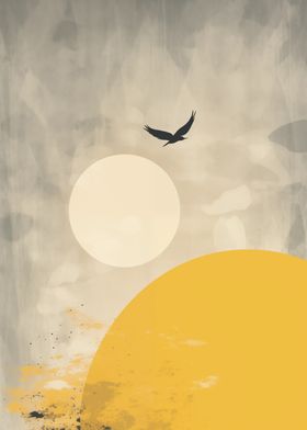 Minimalist Bird and Sun