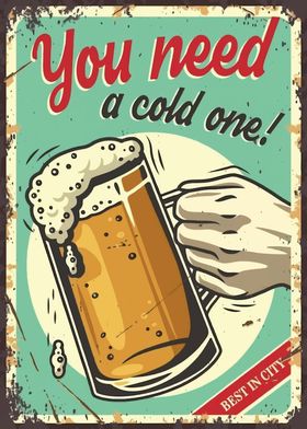 Cold Beer Vintage Poster