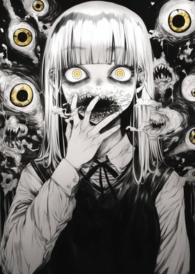 Horror Anime Girl with Eyes