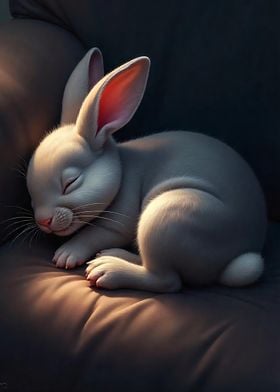 Sleeping White Rabbit Cute Rabbit Baby