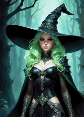 Hazel - Green Haired Halloween Witch