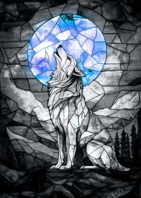 Stained Glass Wolf