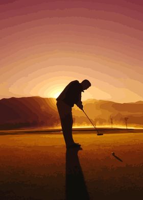 Golfer at Sunset