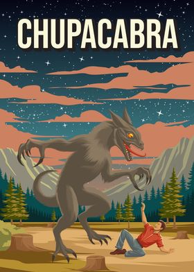 Chupacabra Cryptid Travel Poster Monster