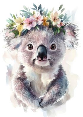 Koala with Floral Crown