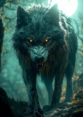 Wolf with Glowing Eyes