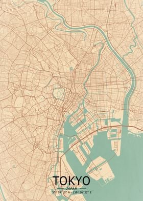 Tokyo Vintage Map