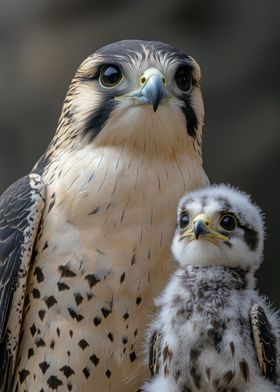 Peregrine Falcon and Chick