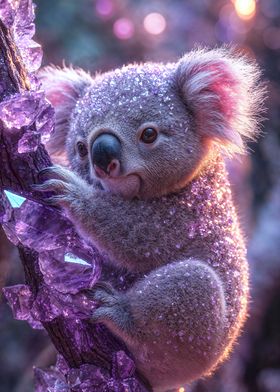 Koala with Purple Crystals